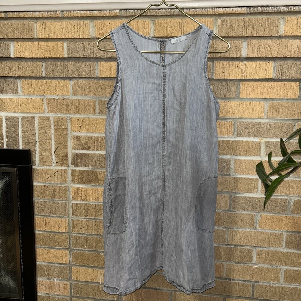 Dalia Women's M Tencel Sleeveless Denim Shift Dress Lagenlook Minimalist Coastal